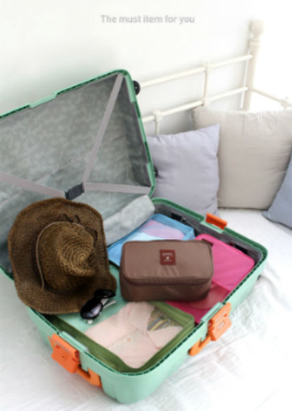 BROWN Color Travel Use Multiple Pocket Packing Pouch Good for Underwear