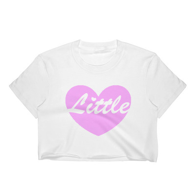 "Little" Pink Heart w/ Transparent Lettering Crop Top