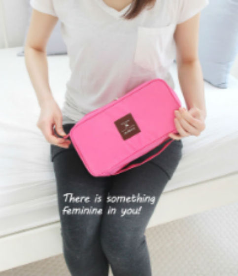 HOT PINK Color Travel Use Multiple Pocket Packing Pouch Good for Underwear