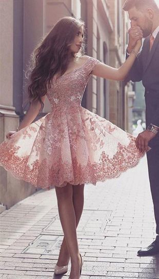 Short Sleeve Prom Dress,Short Dress,Lace Bridesmaid Dress Short Tulle Prom Dress,A-line Prom Dress,Homecoming Dress