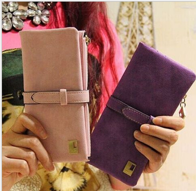 Womens Fashion Luxury Wallet Matte Leather Wallet Female Coin Purse Wallet Women Card Holder Wristlet Money Hand Bag