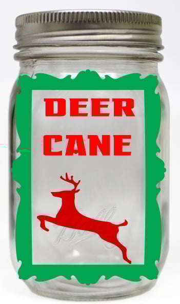 Customized large mason jar Deer cane christmas scene vinyl lettering
