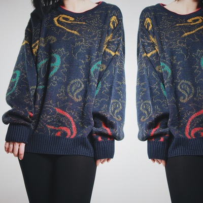 RESERVED FOR @instarosiee - Vintage 90s "Hocus Pocus" Slouchy Knit Sweater