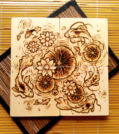 Fish pond coaster set #1
