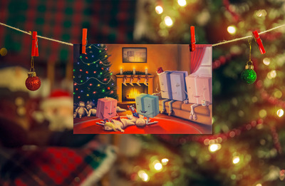 "Presents Opening Children" Holiday Cards (Packs of 3/6/12/24)