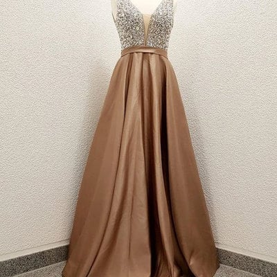 Sparkly sequined v neck long prom dresses - Thumbnail 5
