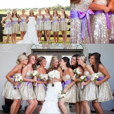 Elegant Short Silver Sequined Bridesmaid Dresses for Wedding Under 100
