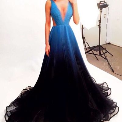 Elegant Long V Neck Prom Dresses for Women