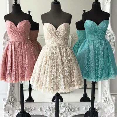 Elegant lace sweetheart short prom dress bridesmaid dresses - Thumbnail 4