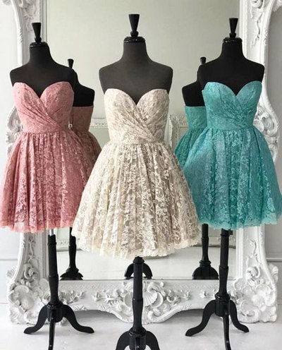 Elegant Lace Sweetheart Short Prom Dress Bridesmaid Dresses