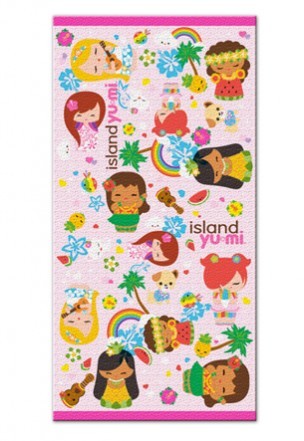 "ISLAND YUMI" PINK KIDS BEACH TOWEL