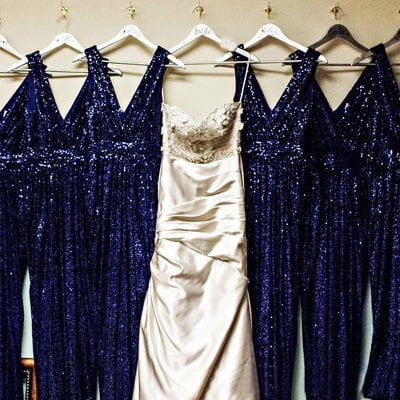 Sparkly v neck royal blue long bridesmaid dresses - Thumbnail 4