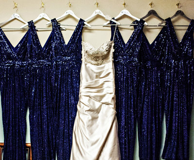 Sparkly V Neck Royal Blue Long Bridesmaid Dresses
