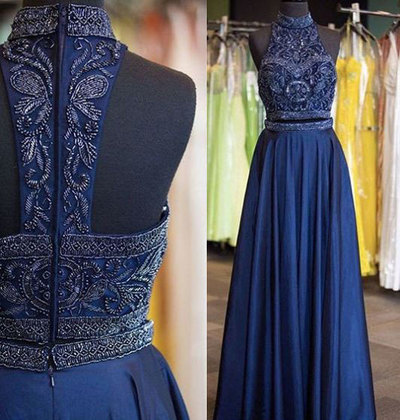 Two Piece Prom Dresses with Beaded