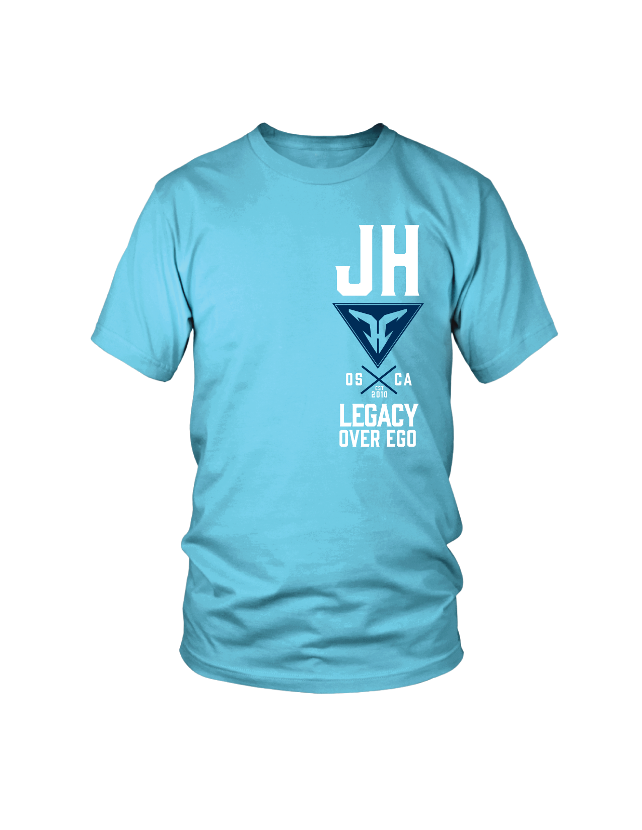 JHA Legacy over Ego light blue graphic tee