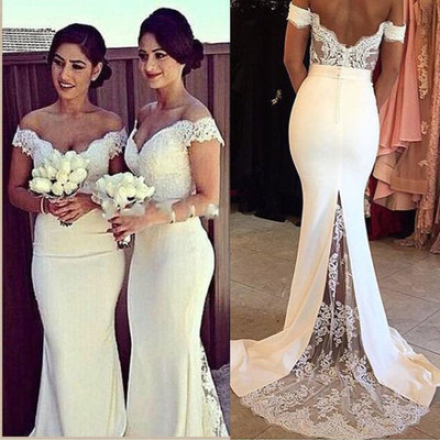 Elegant White Off the Shoulder Mermaid Bridesmaid Dresses