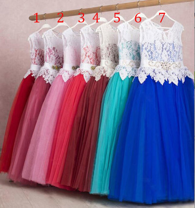 Elegant Lace Tulle Wedding Pageant Flower Girl Dresses Princess Dress