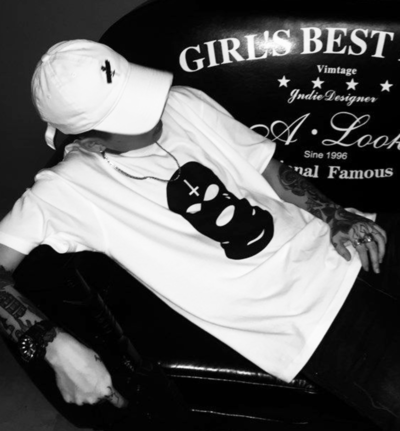 Free Shipping-GANGSTER MASK TEE IN WHITE