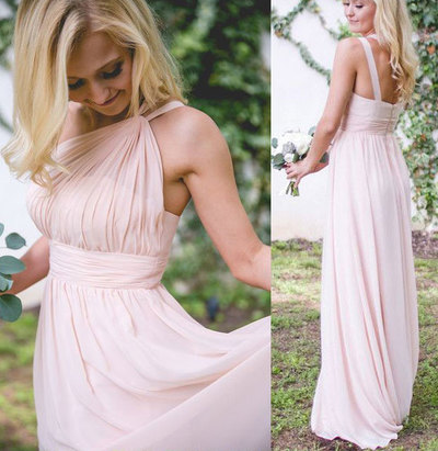 One Shoulder Chiffon Floor Length Bridesmaid Dresses