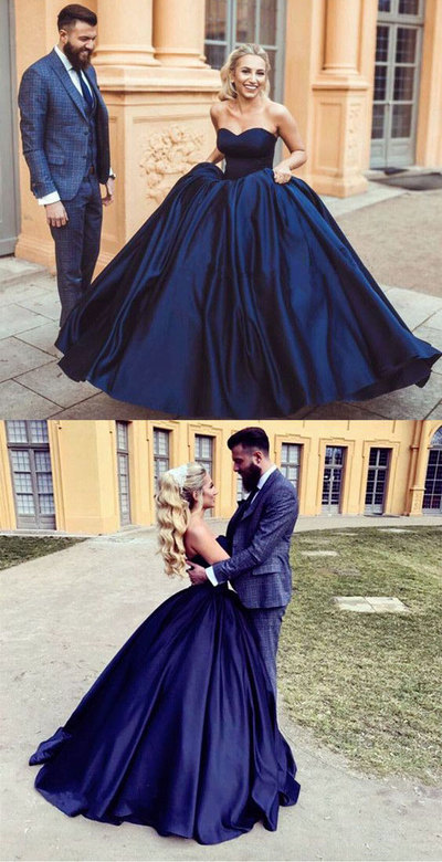 Strapless Ball Gown Burgundy/Navy Blue Prom Dresses Birthday Dress