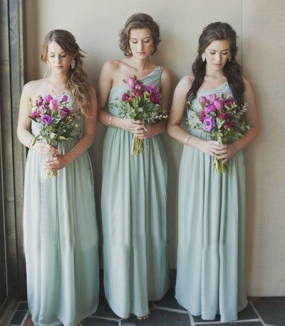 One Shoulder Chiffon Long Bridesmaid Dress for Wedding