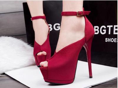 Peep Toe Stiletto Platform Pumps with Ankle Strap TT-79
