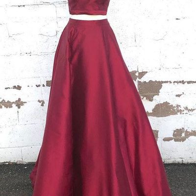 Sexy two piece burgundy prom dresses - Thumbnail 5