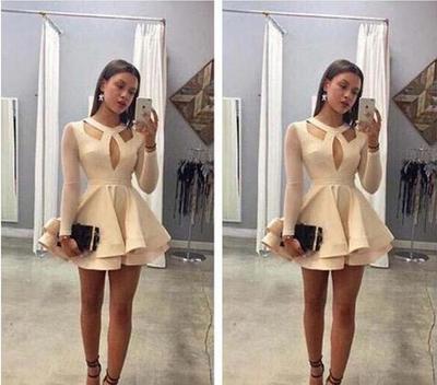 209 Cheap Short With Long Sleeves Homecoming Dress A Line Juniors Sweet 15 Graduation Cocktail Party Dress Plus Size Custom Made