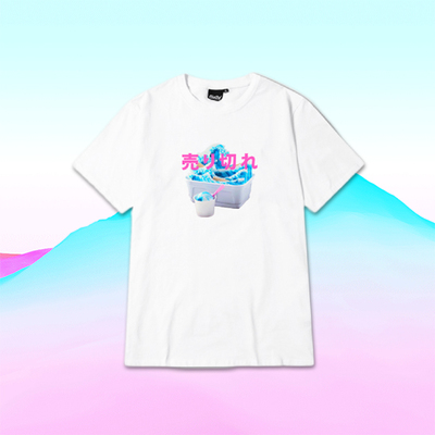 JAPANESE PASTEL THE GREAT WAVE OFF KANAGAWA ICE CREAM TEE IN WHITE