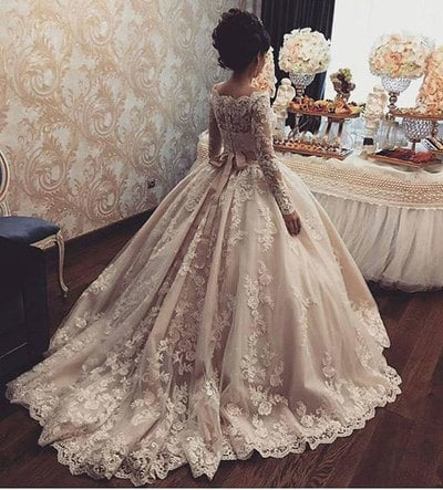 Charming Wedding Dresses with Long Sleeves, Bridal Dresses with Appliques