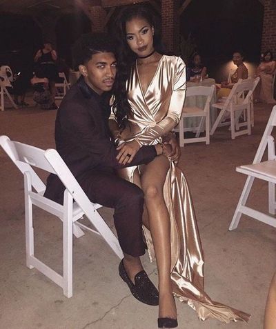 Simple Sheath Satin Prom Dresses Sexy Deep V Neck Side Slit African Girl Black Girl Evening Formal Gowns