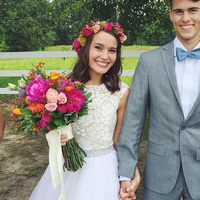 Elegant White Lace Wedding Dress with Crystal Sash - Thumbnail 1