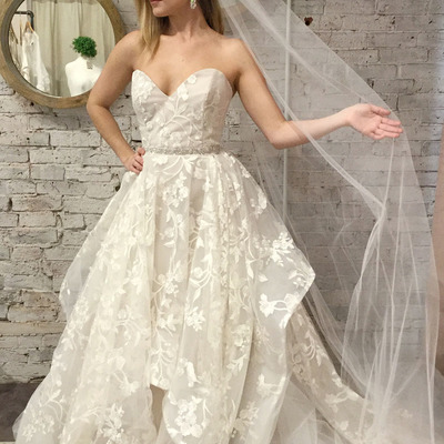 Sweetheart ivory lace long bridal gown a-line wedding dresses - Thumbnail 4