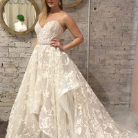 Sweetheart Ivory Lace Long Bridal Gown A-Line Wedding Dresses - Thumbnail 1