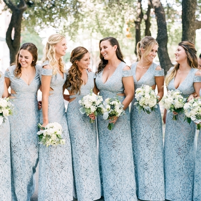 New arrival  deep v-neck baby blue lace bridesmaid dresses for wedding party - Thumbnail 3