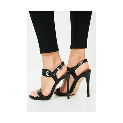 2018 Simple Style Open Toe Ankle Wrap Stiletto High Heel Black Pumps Sandals Q-0026