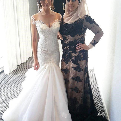 Zipper charming button tulle beading mermaid lace sweetheart wedding dress - Thumbnail 5