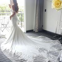 Off-the-shoulder Delicate Mermaid Train Lace-Appliques Wedding Dress mermaid Wedding Dress - Thumbnail 2