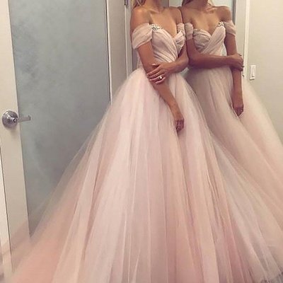 Elegant off the shoulder tulle prom dress,sexy long tulle evening gown,cheap new style prom gown - Thumbnail 5