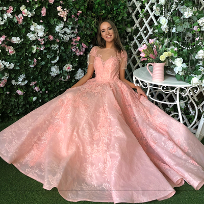 Pink princess prom dress, high quality ball gown, long party dresses - Thumbnail 5