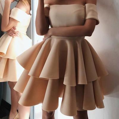 Cute a-line off the shoulder ruffles homecoming dresses short - Thumbnail 5