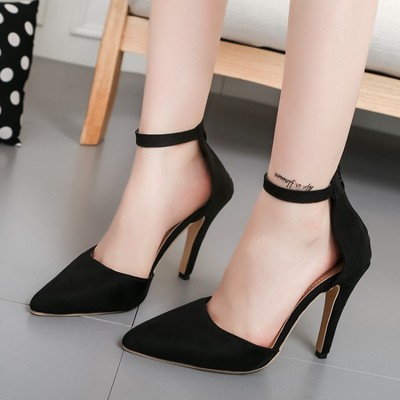 Simple Low Cut Ankle Wrap Stiletto High Heels Party Shoes QQ-0053