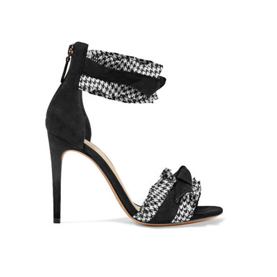 Ruffles Ankle Wrap Simple Stiletto High Heel Dressy Sandals Pumps Q-0085