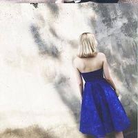 Elegant Strapless Lace Beaded Knee Length Royal Blue Homecoming Dress Short Cocktail Party Dress - Thumbnail 1