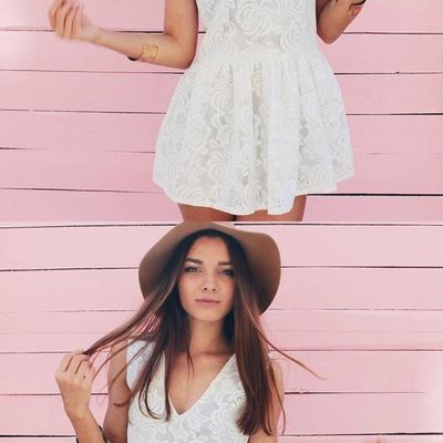 Princess v neck white lace short homecoming dress mini dress - Thumbnail 4
