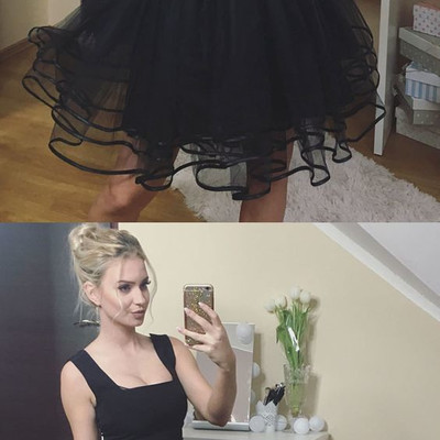 Cute square neck little black dress tulle short homecoming dress party dress - Thumbnail 5