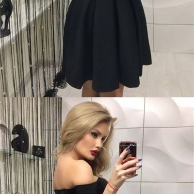 Simple off the shoulder little black dress a-line short homecoming dress cocktail party dress - Thumbnail 5
