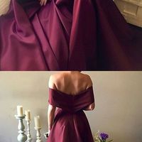 Charming Off the Shoulder Burgundy Satin Long Prom Dress,Evening Party Gown - Thumbnail 1
