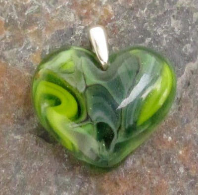 Rainforest Green Glass Heart Pendant