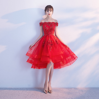 Cute tulle lace high low short prom dress, homecoming dress - Thumbnail 4